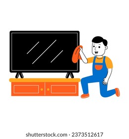 young man house cleaner vector illustration