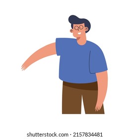 young man hugging position character
