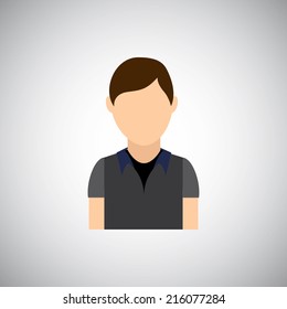 Young man icon on gray background