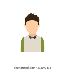 Young man icon on gray background