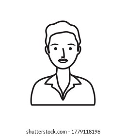 young man icon over white background, line style, vector illustration