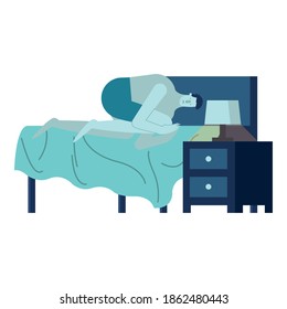 junger Mann mit Schlafmangel, Vektorgrafik-Design