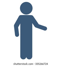 Young Man Invitation vector icon. Style is flat symbol, blue color, rounded angles, white background.