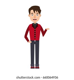 young man in jeans standing posing isolated