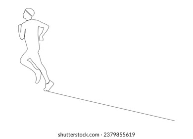 Un joven trotando. Diseño de una línea.