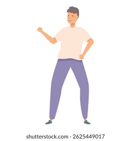 Young man is joyfully dancing, expressing freedom and happiness through movement