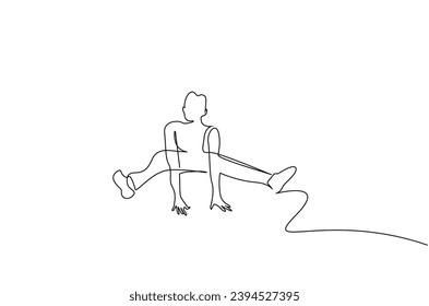 joven saltando levantando sus piernas enérgico vida activa diseño de una línea de arte