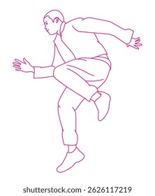Young man jumping in mid-air, side view