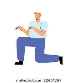 personaje de avatar del personaje arrodillado de joven