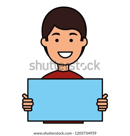 young man with label character