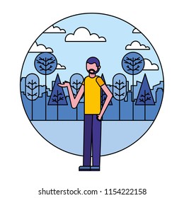 young man in landscape avatar character
