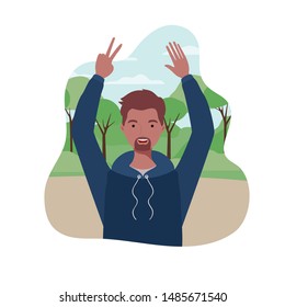 young man with landscape background - Powered by Shutterstock - Get 15% off with code: PIKWIZARD15