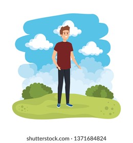 young man in the landscape character