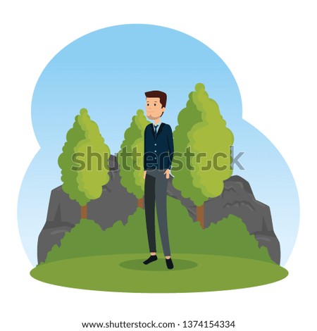 young man in the landscape character