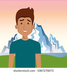 young man in the landscape character scene
