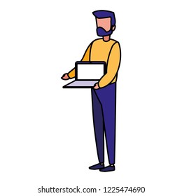 young man with laptop