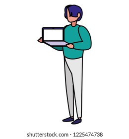 young man with laptop