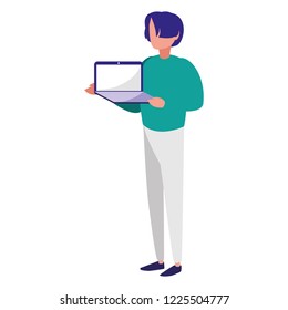 young man with laptop