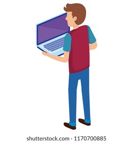 young man with laptop computer