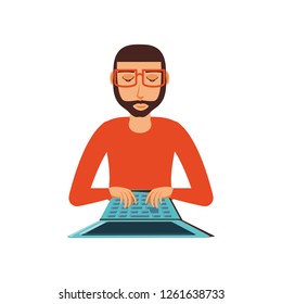young man with laptop computer