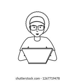 young man with laptop computer