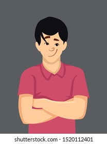 Young man laughing facial expression vector illustration.