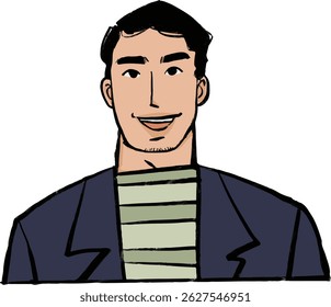 Jovem Rindo Muito com Expressão Divertida - Ilustração Vetorial

