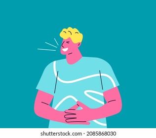 Joven riendo en voz alta. Personajes alegres con emoción positiva. Ilustración del vector
