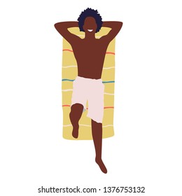 Young man laying down at the beach - Vector