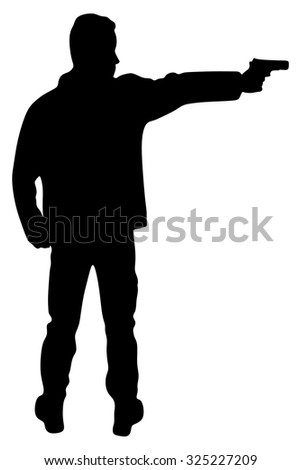 young man in leather jacket holding a gun
