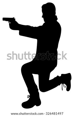 young man in leather jacket holding a gun