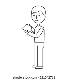 young man with letter character vector illustration design