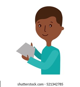 young man with letter character vector illustration design