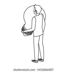 young man lifting bulb light