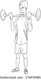 A young man lifting weights.