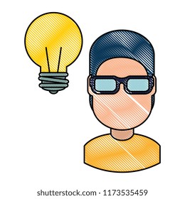 young man with light bulb