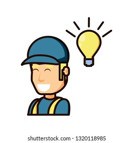 young man with light bulb