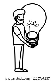 young man with light bulb avatar character
