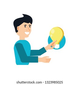 young man with light bulb avatar character