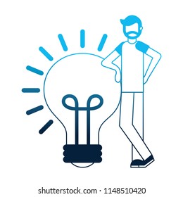 young man with light bulb isolated icon