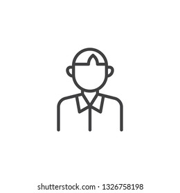 Young man line icon. linear style sign for mobile concept and web design. Male person outline vector icon. Faceless people avatar symbol, logo illustration. Pixel perfect vector graphics