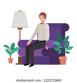 young man in the livingroom avatar character