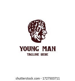Young man logo design. Awesome a young man silhoutte. A young man logotype.