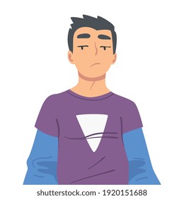 Young Man Looking at Camera from Above Vector Illustration