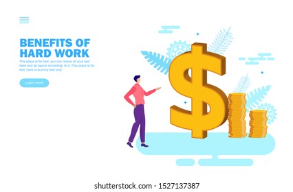 young man looking at dollar sign with coins