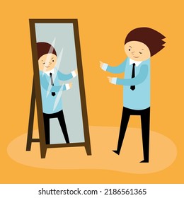 young man looking at himself in the mirror