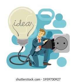 young man looking for idea concept