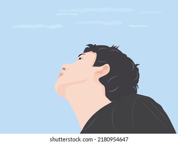 joven mirando al cielo Despertó la energía en el día en que vivir solo mientras estés vivo debe seguir caminando. Ilustración vectorial