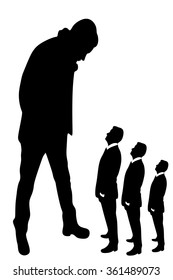 young man looking at small business people