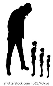 young man looking at small business women